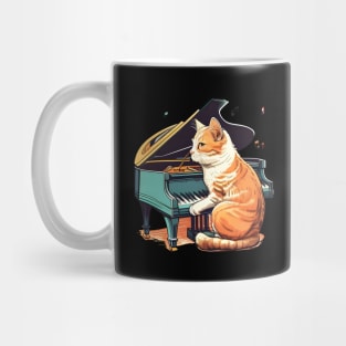 Cute Funny Cat Playing Piano - Musician Cat Lover Mug